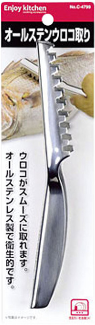 일본 올스텐 생선 비늘칼 (스텐레스 비늘제거기 낚시칼, C-4799, 1개