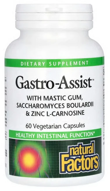Natural Factors Gastro-Assist™ with Mastic Gum Saccharomyces Boulardii & Zinc L-Carnosine 60 Ve, 60정, 1세트 - 쿠팡