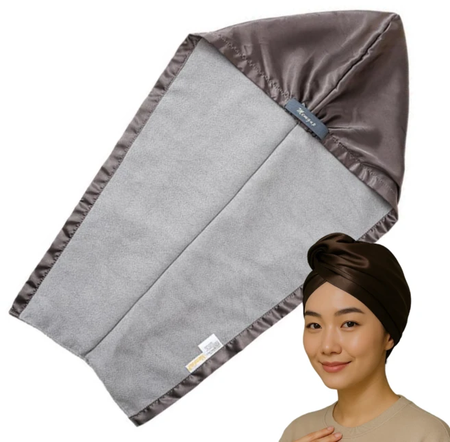 더블트리 새틴 극세사 호텔식 헤어 드라이 타월, 1개, 새틴그레이 - 쿠팡