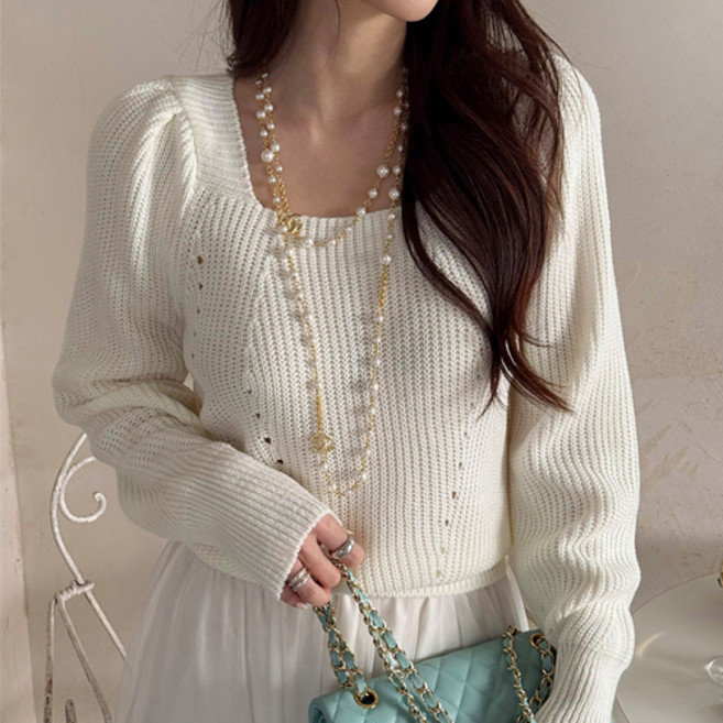 [난닝구]우르벨 퍼프스퀘어넥니트