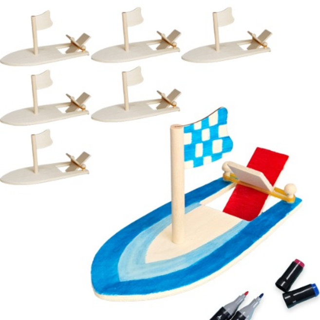 6개) KC인증 diy 고무줄 나무 동력배 보트 만들기 과학실험 교구 diy 물놀이용품 방과후 초등학생 유아 과학 체험키트