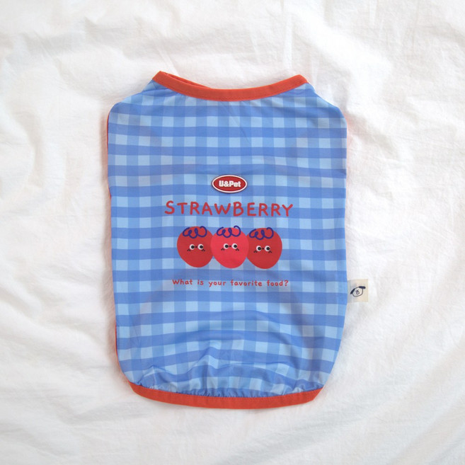 유앤펫 강아지 여름옷 썸머 체크 냉장고 아이스 쿨나시, 블루, 1개