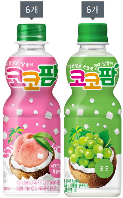 [해태] 코코팜 포도+복숭아 펫세트 코코팜 페트, 12개, 300ml