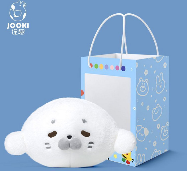 JOOKI 海豹抱枕 毛絨玩具, 1個, 卡通手提袋海豹抱枕-45CM