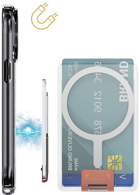 베온 맥세이프 투명 카드지갑 스마트폰거치대겸용, 블랙, 베온 맥세이프 투명 카드지갑(거치대겸용)