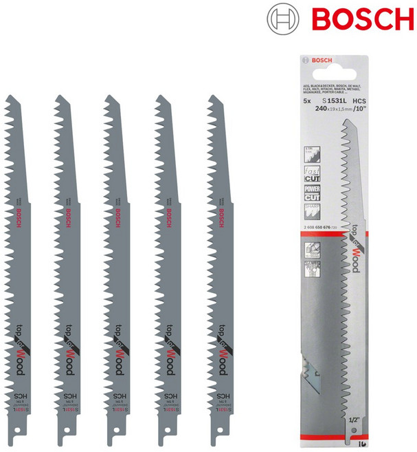 보쉬 컷소날 S1531L 240mm 1팩 5개 목재용 장작 가지치기 컷쏘
