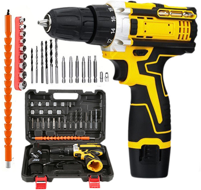 프리라이프 - 무선 전동 드릴 전동 드라이버 리튬이온배터리 공구 세트, DZ45, 1개