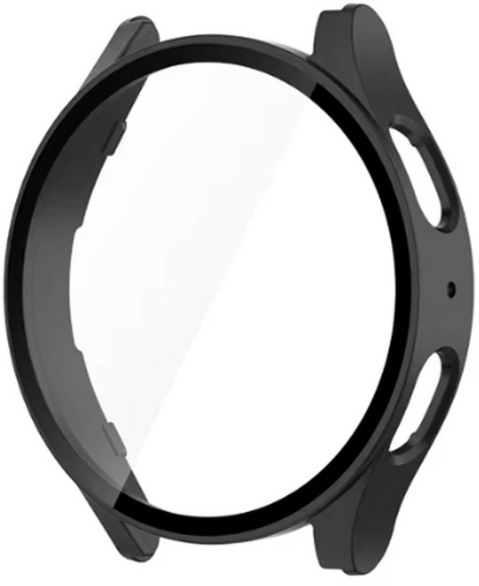 디나인워치 갤럭시워치 7 6 강화유리 풀커버 하드케이스, 블랙, 1개