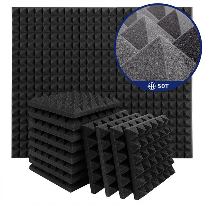 고밀도 탑형 흡음폼 접착식 방음재 셀프시공 소음방지 흡음재 벽면 방음판 인테리어, 6개, 그레이