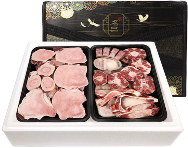 한우 사골 꼬리반골 야들야들 꼬리고기 뽀얀국물 소뼈세트 4kg, 1