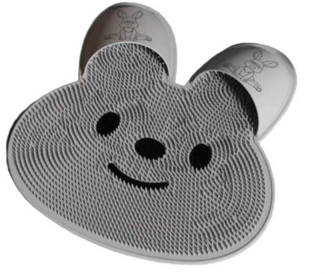 오프투온 토끼 미끄름 방지 욕실 발판, 블랙, 1개