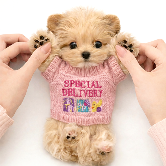 초소형 아기 강아지 고양이 자수 니트 스웨터 옷, 1개, 스페셜핑크