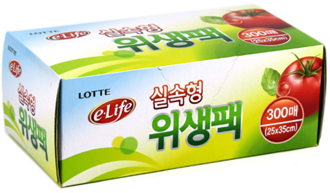 서진 롯데 실속형 식자재 일회용위생팩 비닐백25x35 300매, 1개