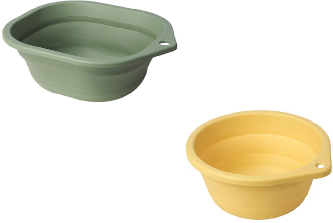 몽글샵 IKEA 페프리그 접이식대야 2종, 1세트, 노랑+카키