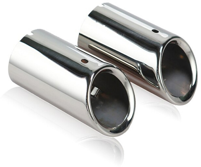 2pcs 자동차 스테인레스 스틸 크롬 배기 헤더 팁 파이프 꼬리 후면 머플러 파이프 아우디 a4 b8 a4l q5 2007-2014 자동차 액세서리, 2 조각 - 은색
