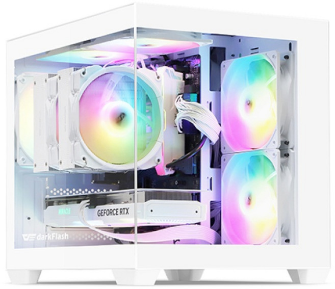 darkFlash DCM30 RGB 강화유리 미니타워 케이스 화이트, 1개, 선택하세요