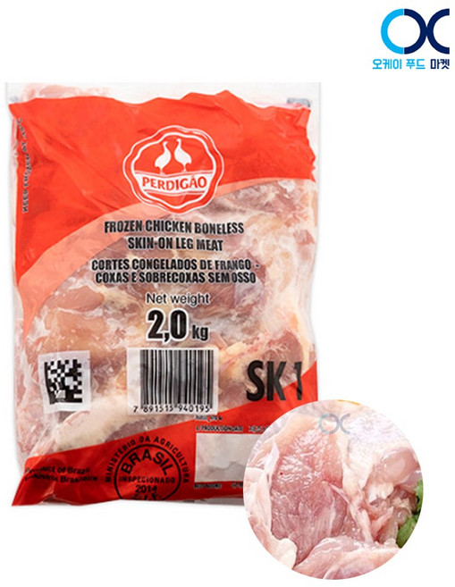 닭다리정육 페르디가오 닭정육 닭다리살 2kg, 1개