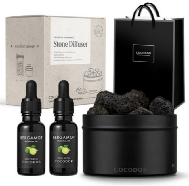 코코도르 스톤 디퓨저 아로마오일 블렌딩 세트 + 쇼핑백, 베르가못 (시트러스), 20ml, 5세트