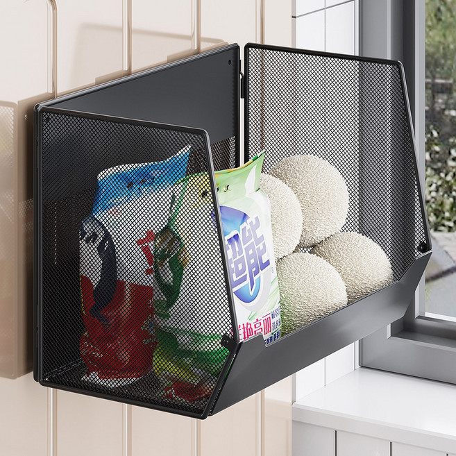 워촹스 세탁기 자석 선반 세탁실 정리 선반 대용량 초강력 자력 강철제, 블랙, 1개