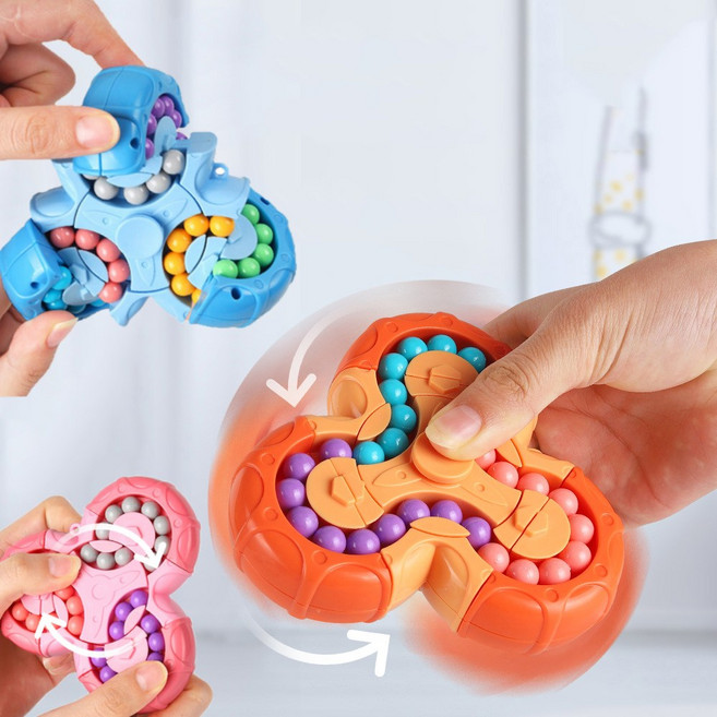 6면 회전 매직빈 피젯 패드 큐브 양면 게임 스피너 스핀 토이 입체 퍼즐 블럭 신기한 장난감 스트레스해소, A오렌지 sps081, 1개