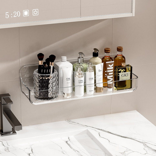 욕실 부착식 벽걸이 수납 정리선반 수납선반, 투명, 1개