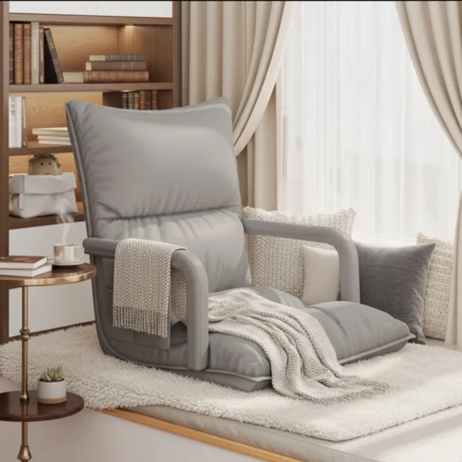 글로리존 슬림 방수 6단 각도조절 빈백 좌식 쇼파, 그레이, 1개