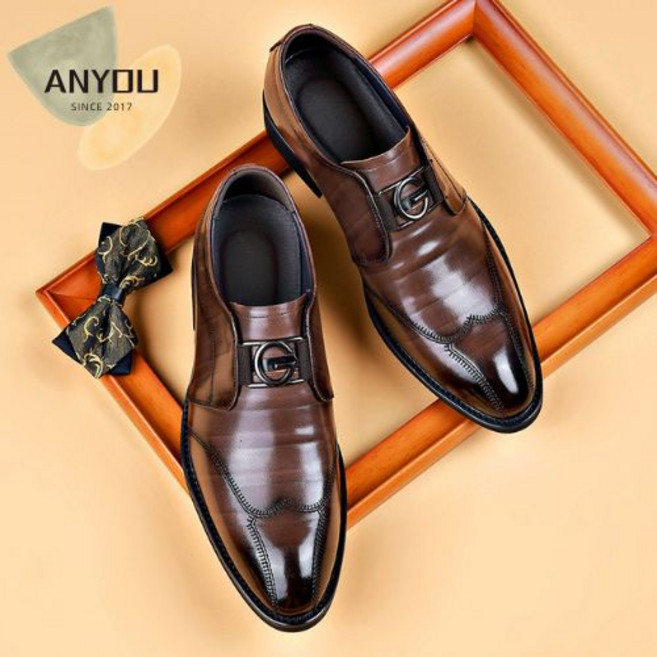 ANYOU 남성 캐주얼 비즈니스 구두 자수코토 남성구두 남성 키높이 구두