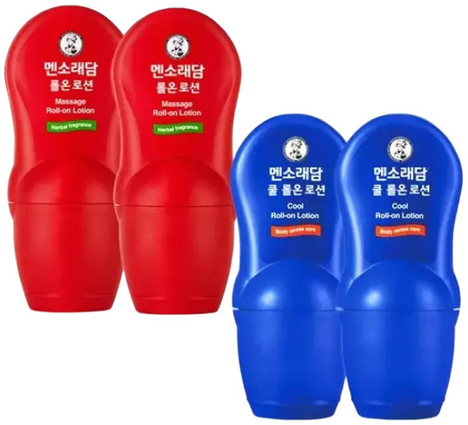 멘소래담 롤온 로션 세트 핫 50ml 2개 쿨 50ml 2개, 4개