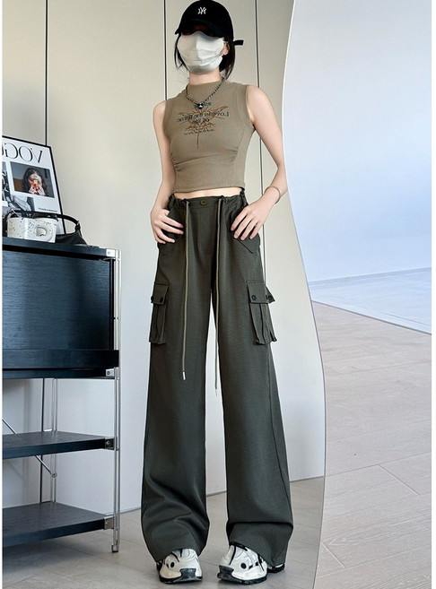Y2K 포켓 카고 팬츠 카키