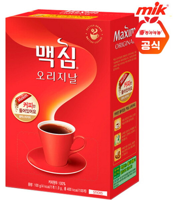 [동서식품] 동서 맥심 오리지날 커피만 100T, 1g, 100개입, 1박스
