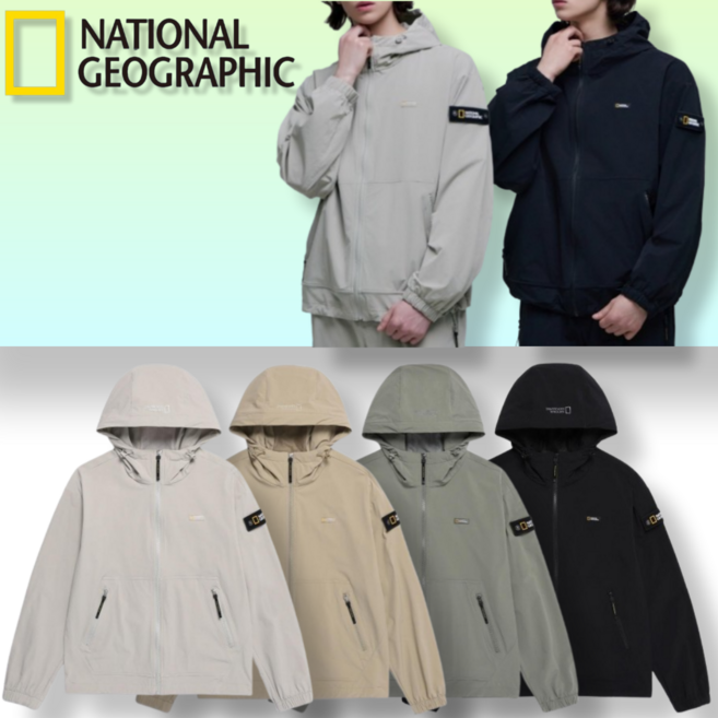 국내매장정품 내셔널지오그래픽 바람막이 점퍼 NATIONAL 남녀공용 후드 바람막이 점퍼 자외선 차단 간절기 점퍼 트레이닝복 트레이닝 점퍼 바람막이 자켓 후드 자켓 데일리 캐주얼