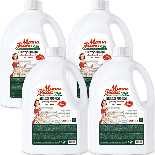 쉼표365 마마프랑 대용량 주방세제 스위트 허브향 2.5L x 4개 과일 채소 야채 설거지세제 업소용