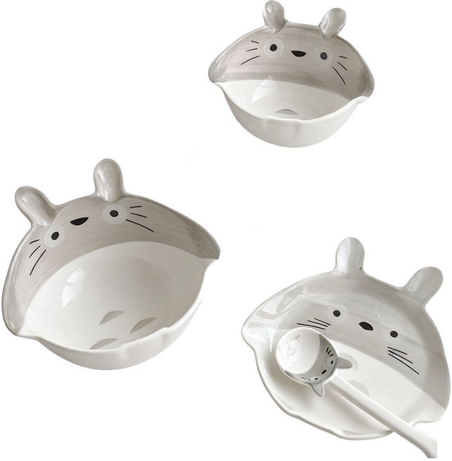 可愛龍貓造型陶瓷餐具組, 龍貓四件套餐具, 1套