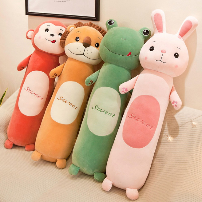 [KangRong해외구매대행] 대형 동물 바디필로우 캐릭터 모찌 롱 쿠션 베개 개구리 원숭이 사자 토끼 호랑이, 네 개 세트