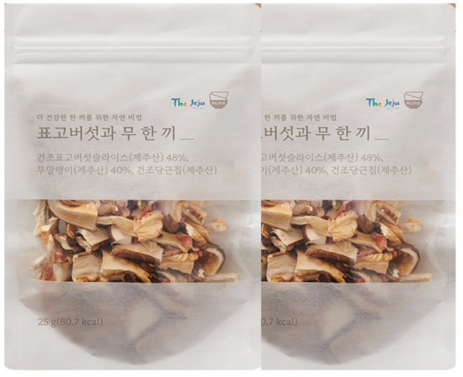 면역 채우는 자연담은 잇더밀 나물한끼 유채 취나물 곤드레 고사리 오곡 솥밥용 비빔밥용 나물 오곡 파우치 건강밥상 나물밥 건나물 인기나물, 2개, 제주 표고버섯과무 한끼 25g