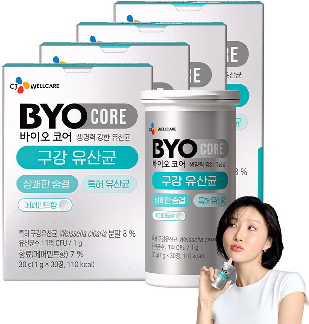 BYO 코어 구강 유산균 페퍼민트 30g, 30정, 4개