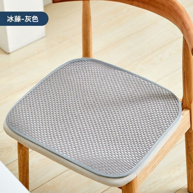 冰藤涼蓆椅墊 夏季透氣涼爽, 冰藤灰色【三明治透氣防滑可水洗】,方形30*30cm有綁帶適合方形凳子