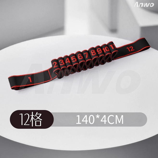 Anwo 瑜珈彈力帶 8檔, 黑色, 1個