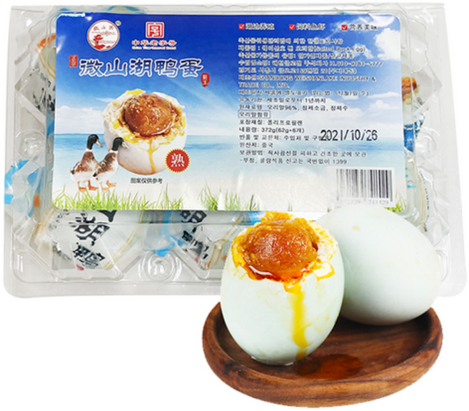 홍홍 중국식품 염장 오리알 야단 찐오리알 유황 6개입 중국오리알, 372g, 1개