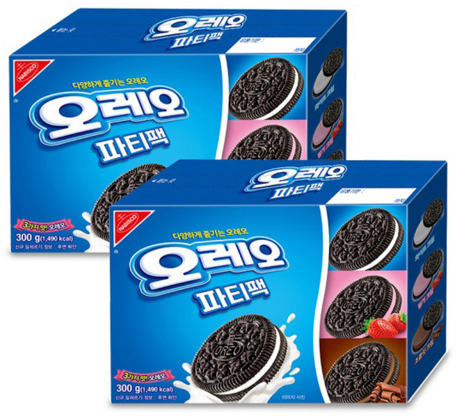 오레오 파티팩(초코+화이트+딸기) 300g X 2개, 상세 설명 참조
