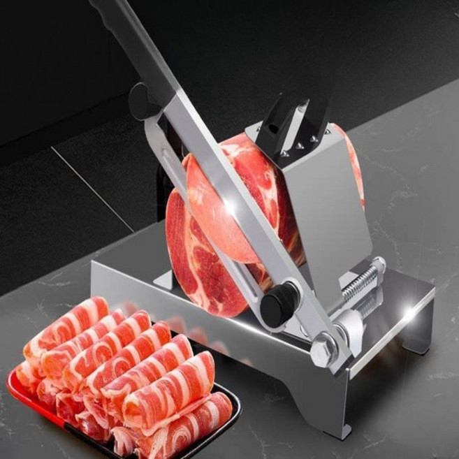 고기 슬라이서 수동 육절기 스텐 육회 냉동육 절단기, 1개, 중형 슬라이서 17cm 칼날