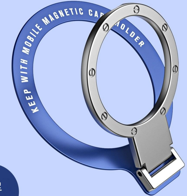 디기어 맥세이프 호환 아이폰 초슬림 메탈 링 거치대 무선충전 각도조절 자석 스탠드, 1개, 블루