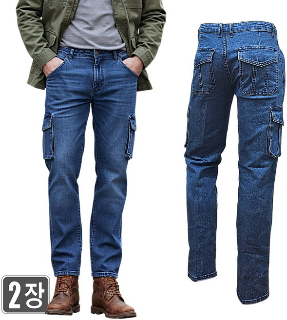 1+1 웨어몬 봄/가을 WF-211 카고 스판청바지 일상 작업 외출 단체