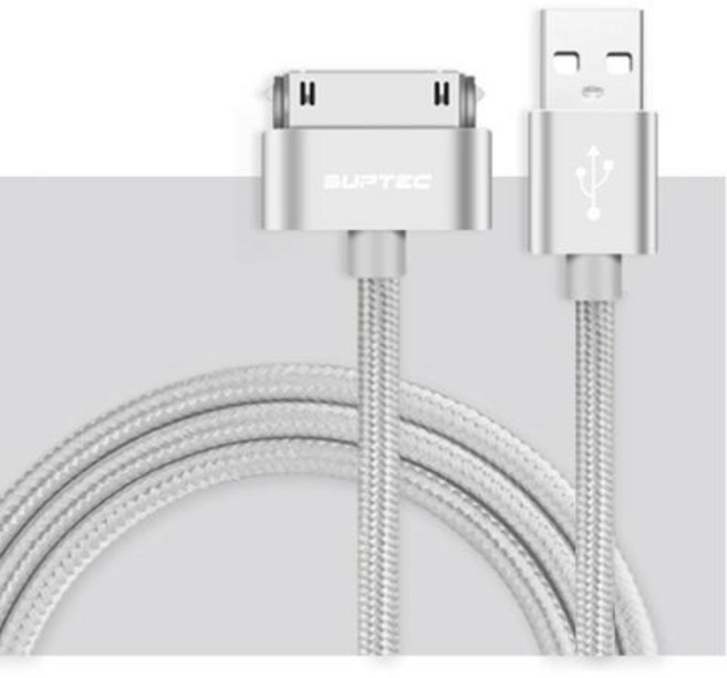 Suptec 금속 플러그 나일론 편조 와이어 충전기 케이블 30 핀 USB 케이블 아이패드 2 용 2.4A 고속 충전 데이터 동기화 코드 아이폰 4s 4, 2 m, 2m, 1개