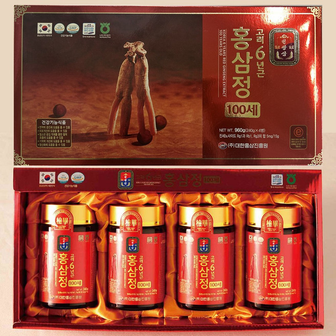 고려6년근 홍삼정 100세 240g 2병 진세노사이드r3 설선물 부모님선물, 960g, 1개