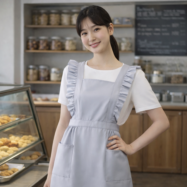 브오미 프릴앞치마 예쁜 레이스 원피스, 1개, 라이트그레이