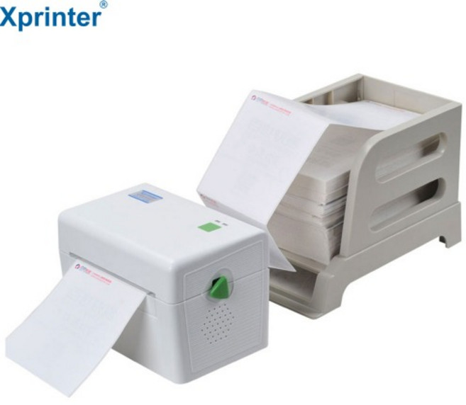 엑스프린터 라벨프린터기 Xprinter XP-DT108WKR 화이트+용지거치대 세트 택배송장 바코드 스티커제작 라벨기, 1개
