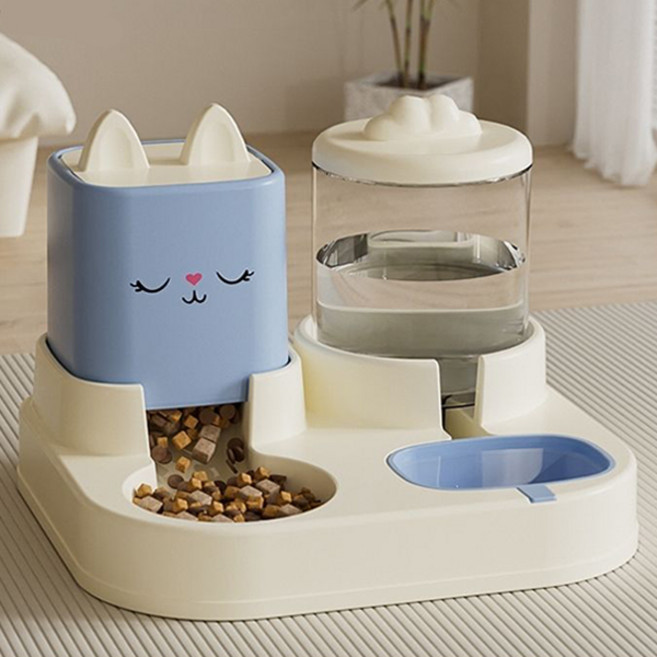 홍운 편리한 반려동물 반자동 급수식기, 블루, 1개