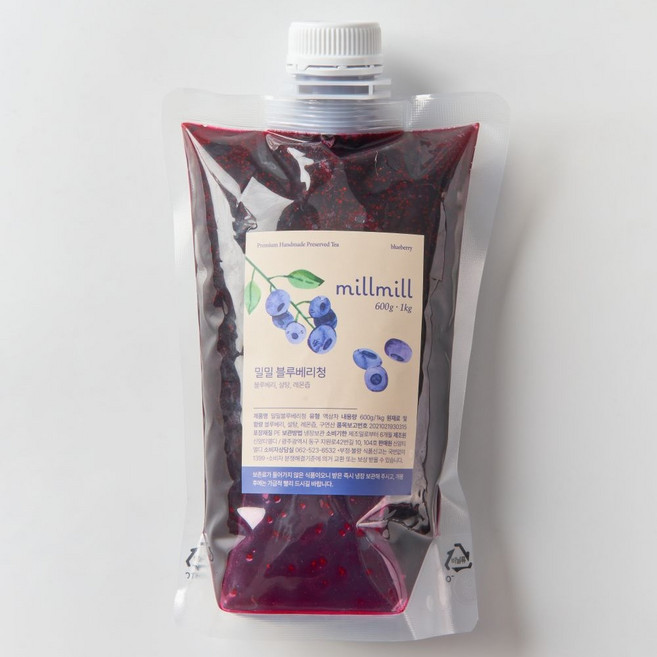 밀밀 블루베리 프리미엄 과일수제청 홈카페 매장용, 1kg, 1개, 1개입, 블루베리청1kg