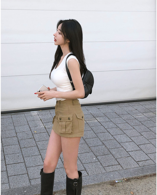 피니 [골반보장/속바지내장] 하이디 카고 미니 스커트 팬츠